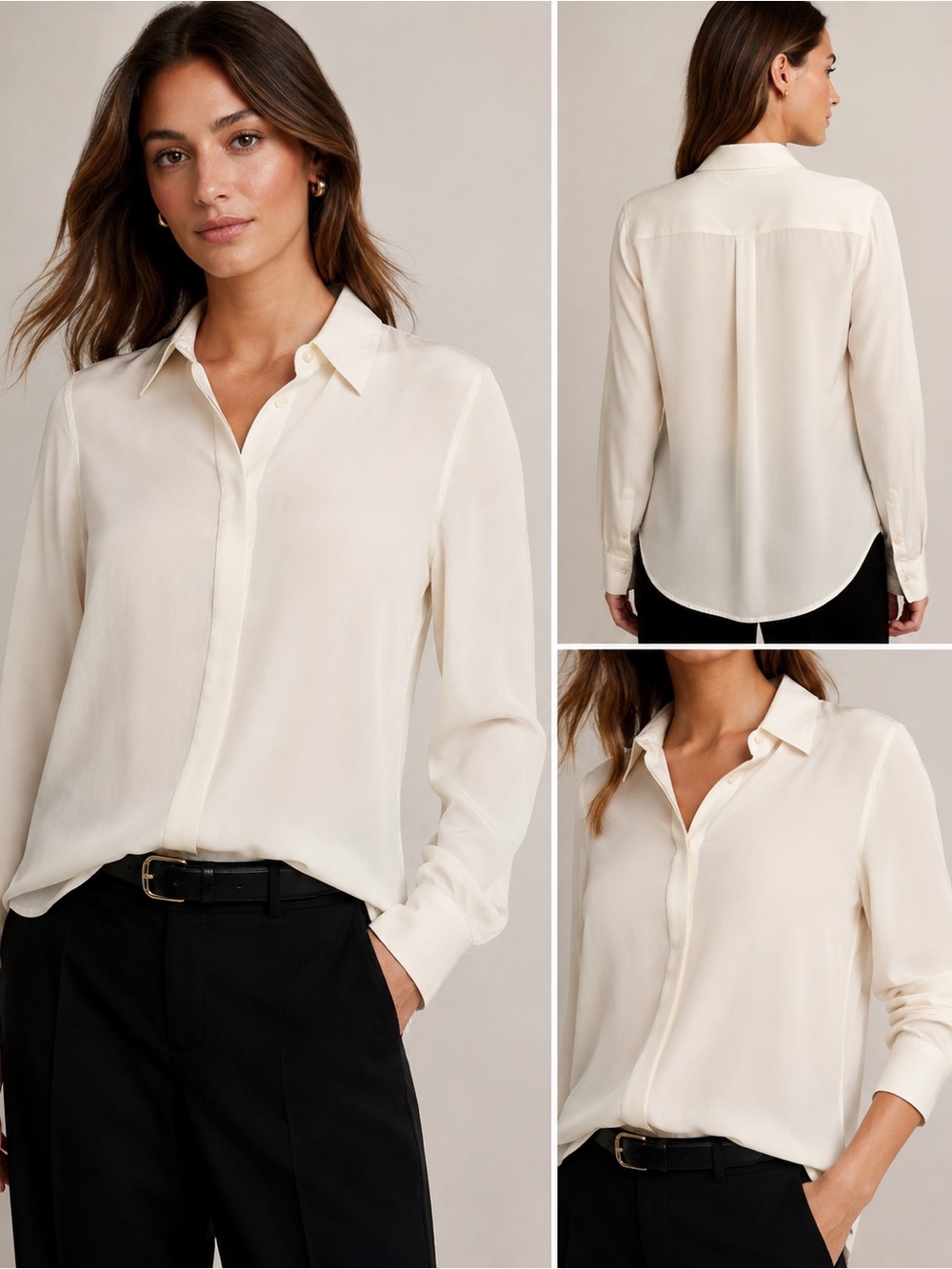 Banana Republic Ivory Silk Button Front Blouse NWOT XS and S Available